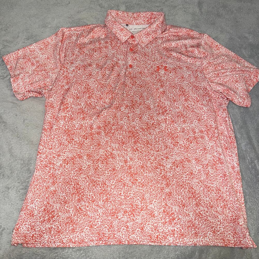 Under Armour The Playoff Polo Coral Elephant Print Men's 2XL
